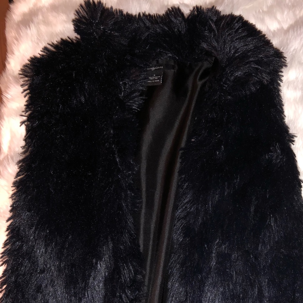 Black soft fur vest
